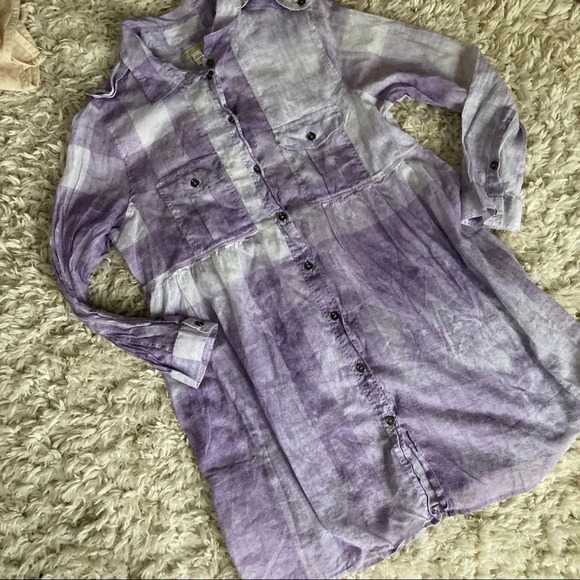 Burberry Girls Cotton Tunic Sz L Ombré Purple Plaid - Picture 2 of 7